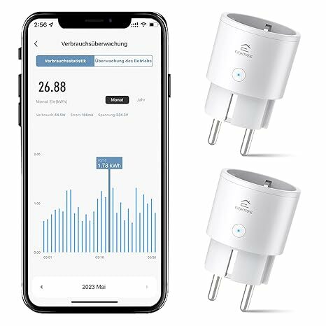 EIGHTREE Tomada inteligente Alexa, tomada Wi-Fi com medidor de consumo, compatível com Alexa e Google Home