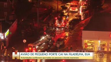 Seis pessoas morrem em novo acidente aéreo nos EUA - Autoridades confirmam que todas as pessoas a bordo morreram. Acidente aconteceu perto de um shopping center na Filadélfia, no estado da Pensilvânia.