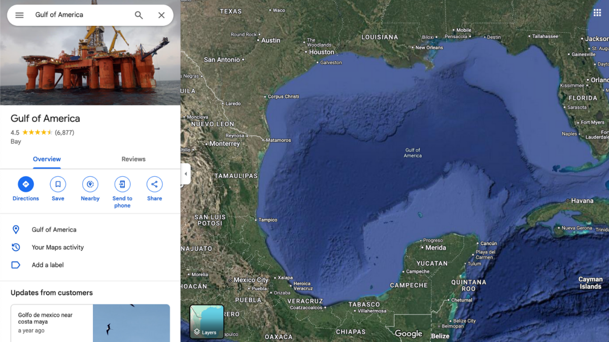 O Google Maps mudou o Golfo do México para a América