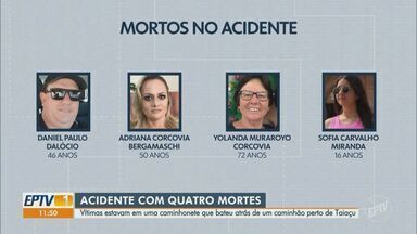Quatro pessoas morrem em acidente entre caminhonete e caminhão - Tragédia aconteceu entre as cidades Taiaçu e Taiúva.