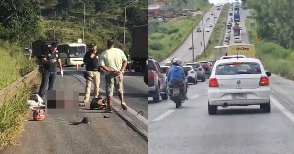 Motociclista morre em acidente com caminhão na BR-040 em Ribeirão das Neves - Itatiaia
