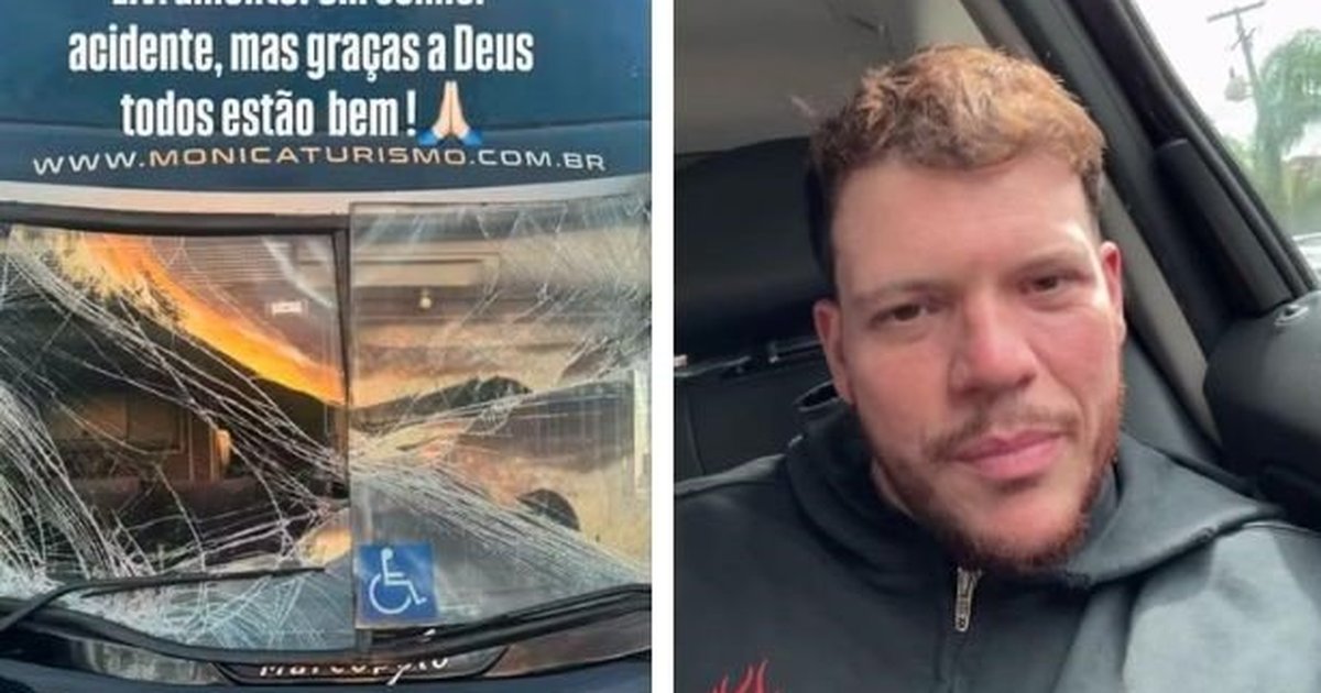 Cantor Ferrugem e equipe sofrem acidente de ônibus após show em Rio Grande: "Destruiu tudo"