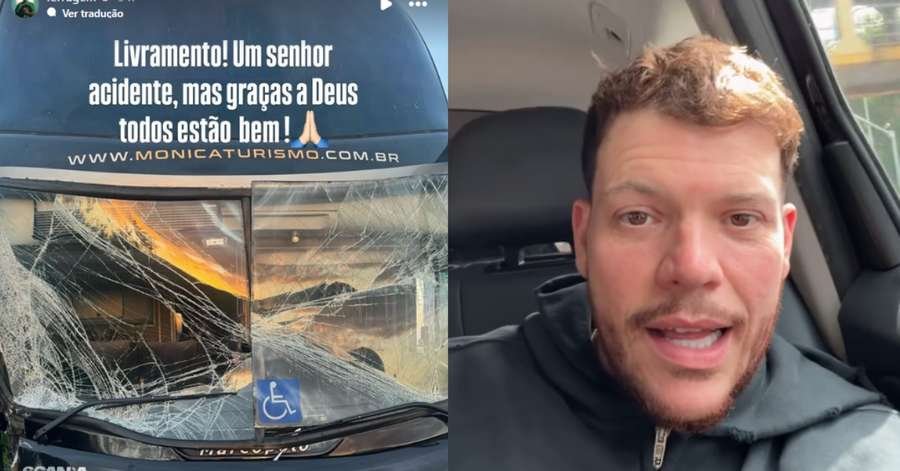 Cantor Ferrugem e equipe sofrem acidente de ônibus após show em Rio Grande