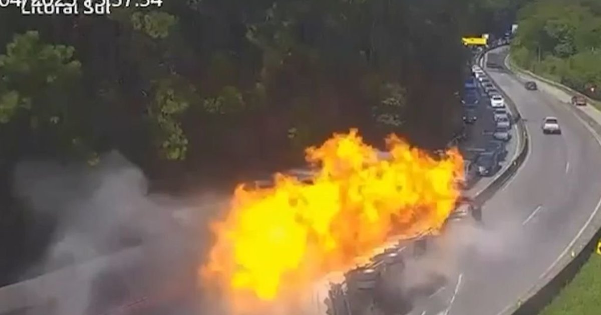 Acidente Morro dos Cavalos: veja momento em que carreta tomba e explode na BR-101