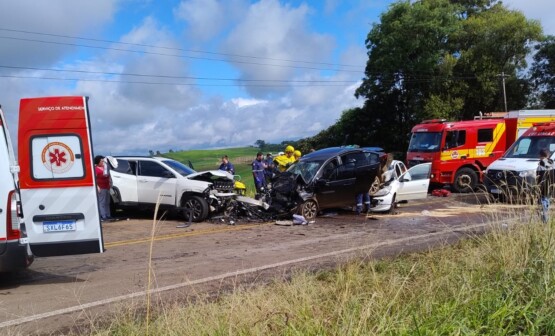 Acidente com três veículos deixa nove feridos no Oeste de SC