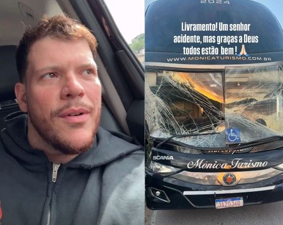 Ferrugem e equipe sofrem acidente de ônibus no RS: "Destruiu tudo"