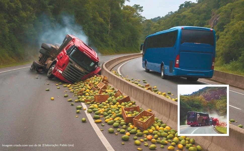 IA mostra como seria acidente se trecho da BR-101 em Anchieta fosse duplicado | Tribuna Online