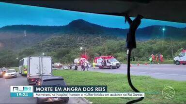 Homem e mulher feridos em acidente na Rio-Santos morrem em hospital de Angra dos Reis - Colisão frontal aconteceu na altura do km 488, por volta das 6h30 deste sábado.