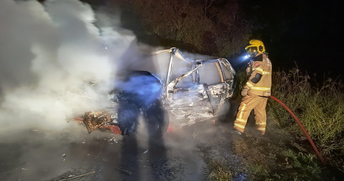 Motorista morre carbonizado em acidente na RS-406 em Nonoai