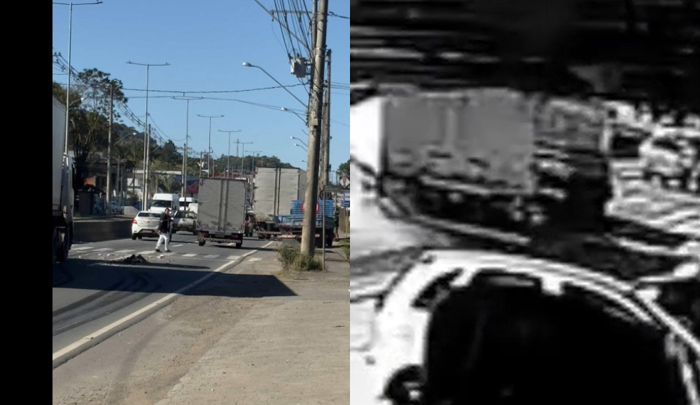 [Vídeo] Acidente entre dois caminhões é registrado na BR-280, em Guaramirim