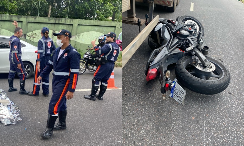 tenente da FAB morre em grave acidente entre moto e carreta no V8, em Manaus; veja vídeos