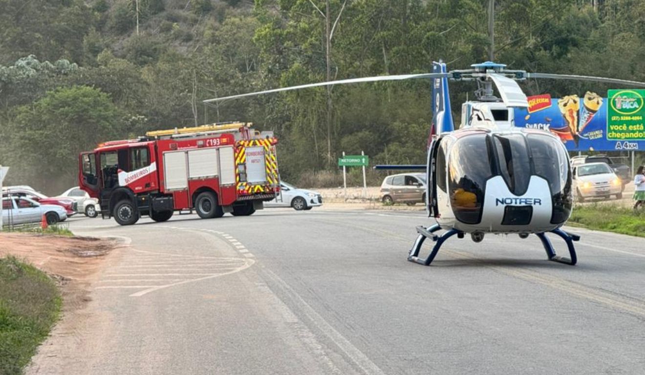 Acidente entre caminhão e moto deixa feridos em Marechal Floriano
