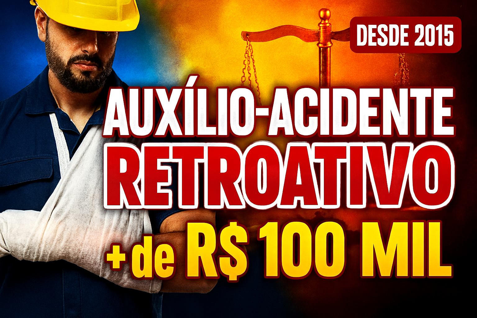 Pouca gente sabe: quem sofreu acidente a partir de 2015 tem direito a auxílio-acidente retroativo após o auxílio-doença, com chance de ganhar mais de R$ 100 mil