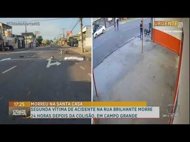 Segunda vítima de acidente na Rua Brilhante morre 24 horas depois da colisão, em Campo Grande