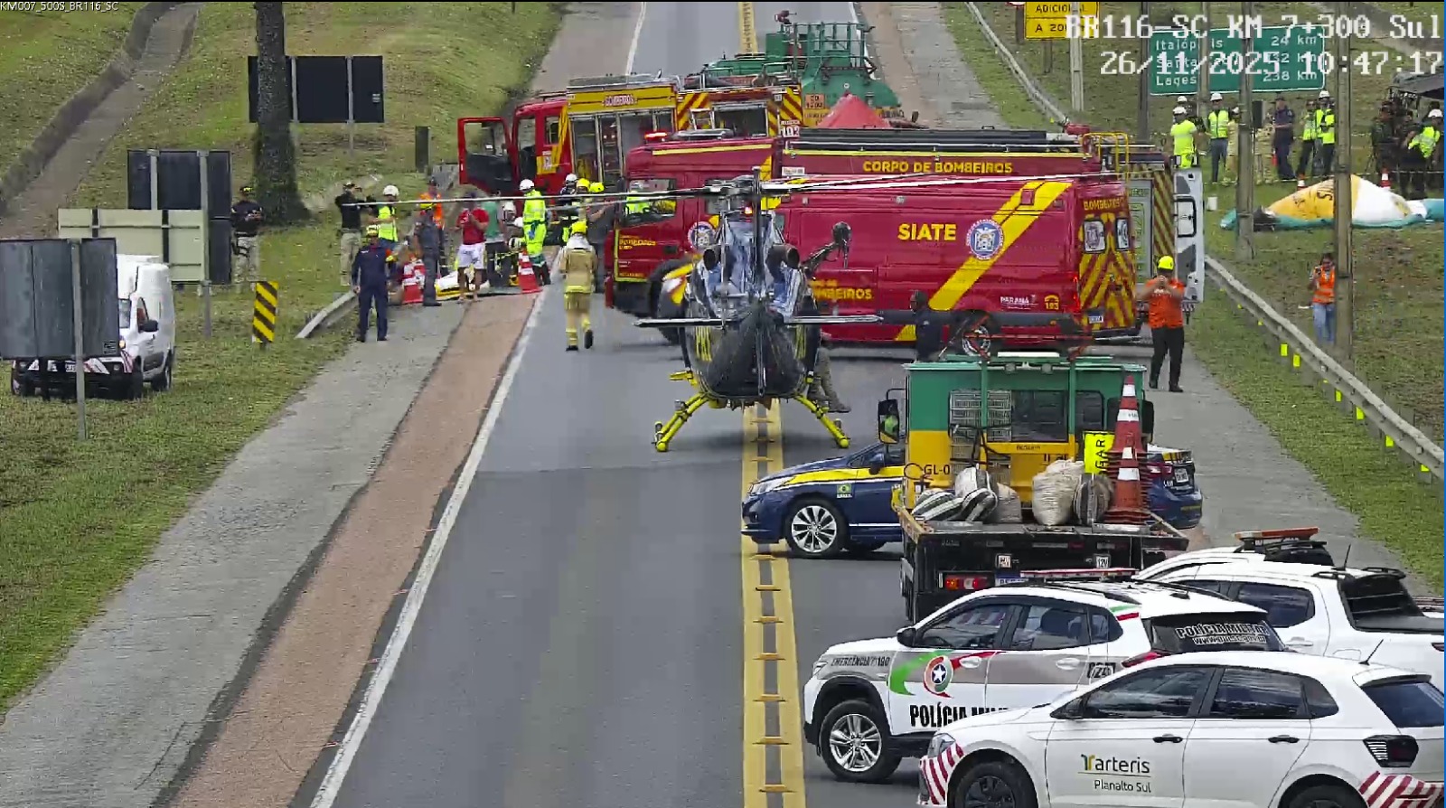 Simulado na BR-116 testa resposta integrada a acidente com produtos perigosos e múltiplas vítimas em Mafra