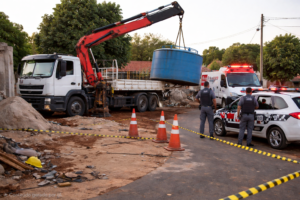 Acidente de trabalho termina em morte durante içamento de caixa d’água