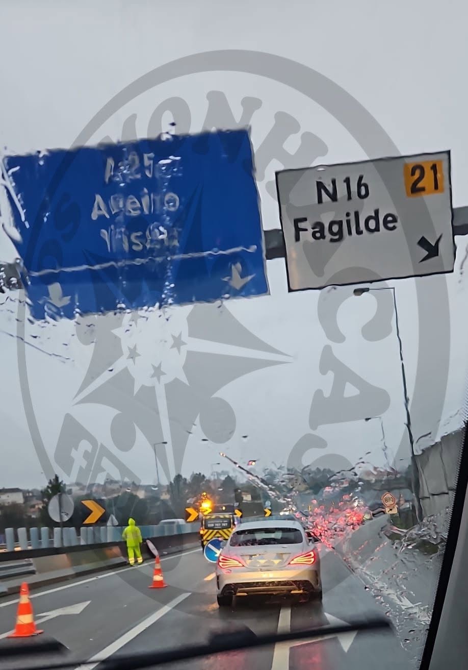 Acidente na A25 Causa Dois Feridos e Corte de Circulação Entre Fagilde e Quinta da Magarenha (Viseu)