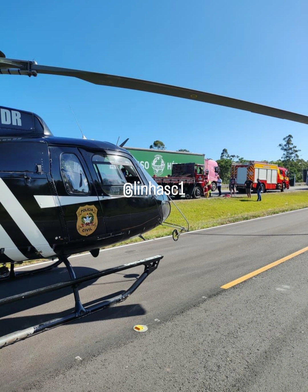 Acidente na BR-101 em Içara mobiliza SAER/SAMU Aeromédico - Linha Verdade