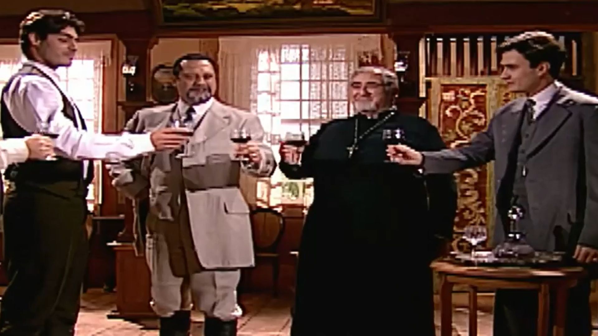 Padre Olavo, Matteo, Augusto e Gumercindo em Terra Nostra - Foto: Reprodução / TV Globo