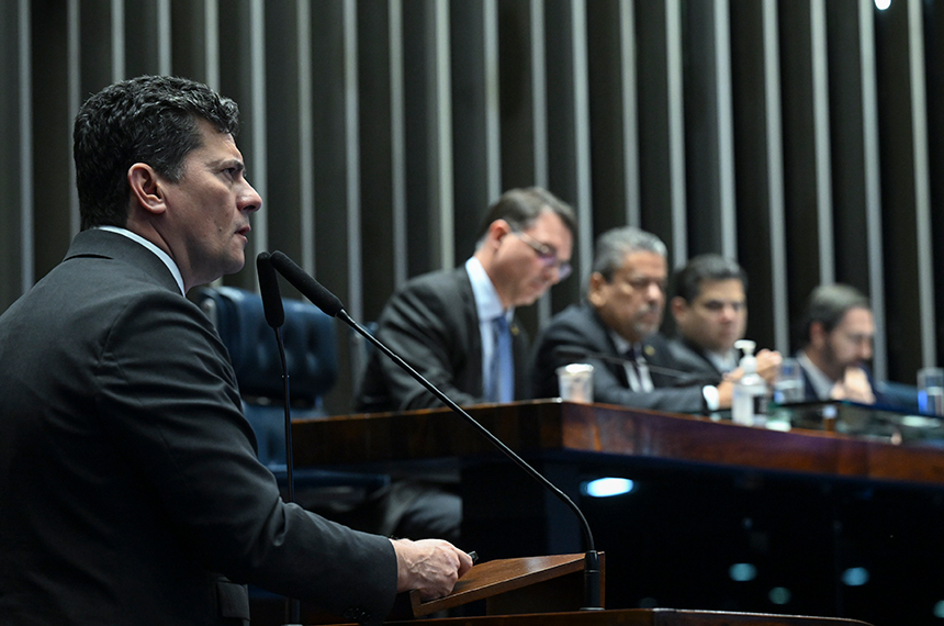 Senador Sergio Moro (União-PR) em discurso à tribuna.