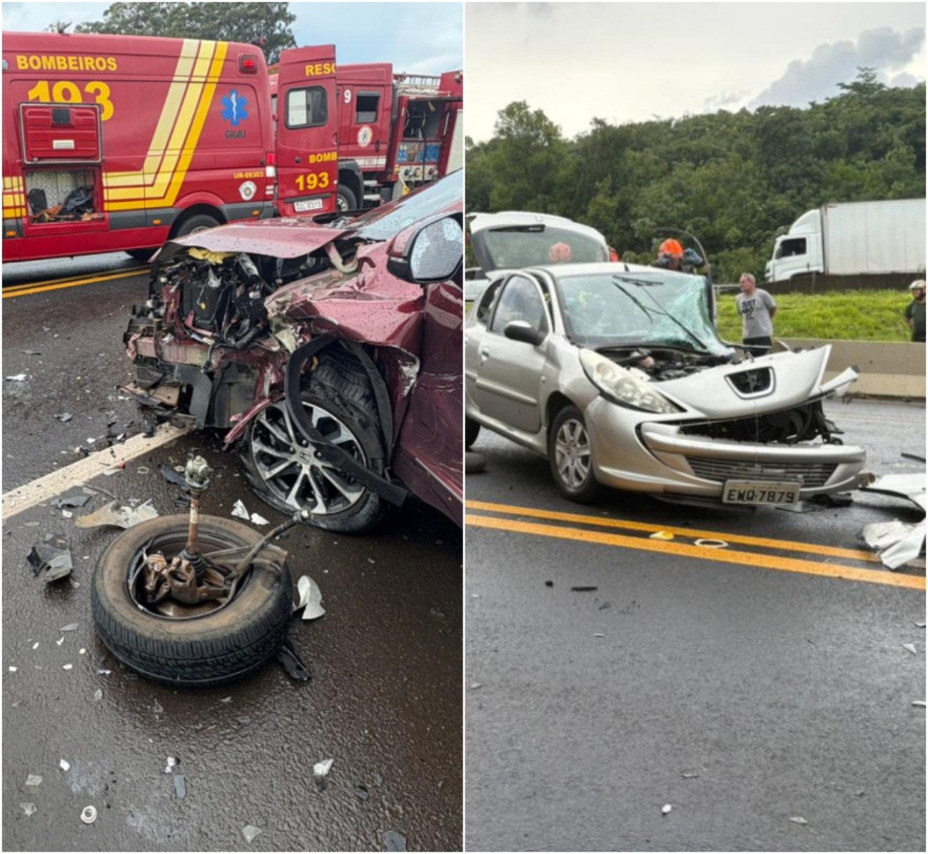 Grave acidente deixa 2 feridos, carros destruídos e SP-318 interditada - G1 - Globo