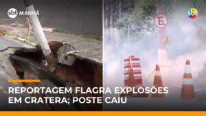 Reportagem flagra explosões em cratera aberta após rompimento de adutora em Osasco (SP)