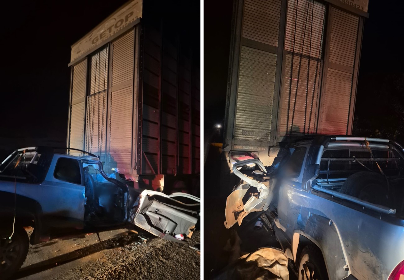 Uma pessoa morre e duas ficam feridas após picape bater na traseira de carreta na BR-153