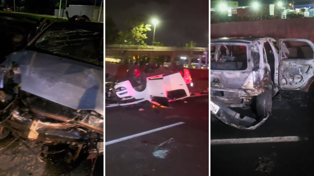 Dois morrem e um fica em estado grave após acidente com três veículos na Anhanguera
