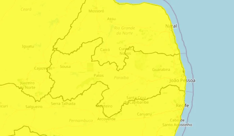 Vendaval: Inmet renova alerta para todas as 223 cidades da Paraíba - Vitrine do Cariri