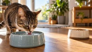 Especialistas em felinos revelam: o gato que prefere beber água longe da comida não está sendo exigente, a separação pode estar relacionada ao comportamento natural da espécie, e a posição dos potes pode fazer diferença
